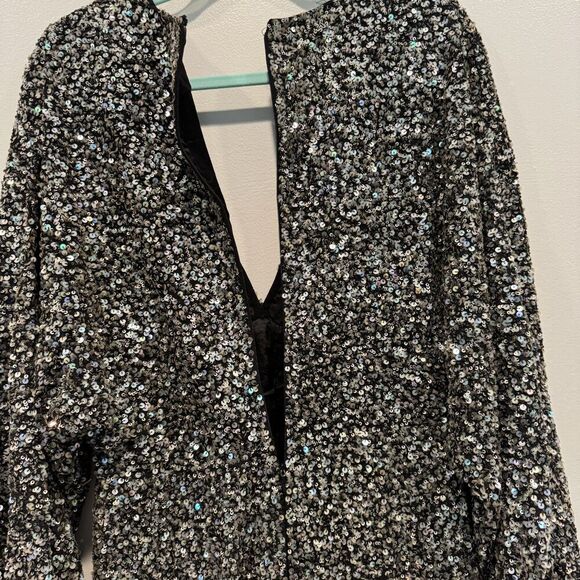 NWOT Retrofete Dress Full Sequin Summer Party Black Long Sleeve Women sz Large - Picture 10 of 12